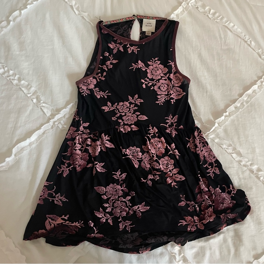 Knox Rose Black and Pink Floral Kids Dress